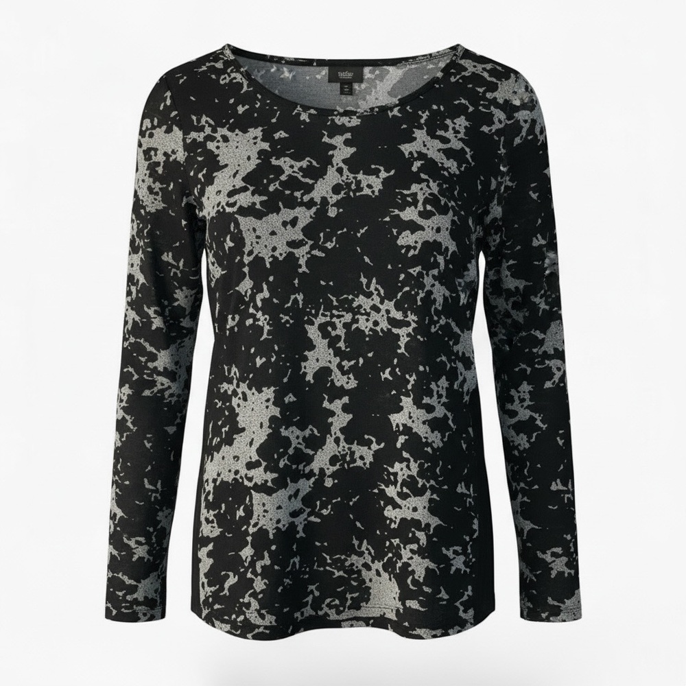 🖤 Mossimo Black & Silver Abstract Print Long Sleeve Top | Size M